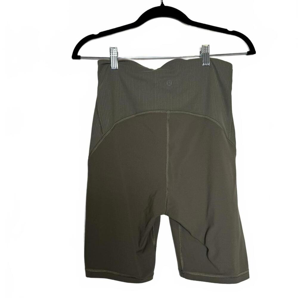 Olive Green‎ Lululemon High Waist Ribbed Biker Shorts - Picture 2 of 4